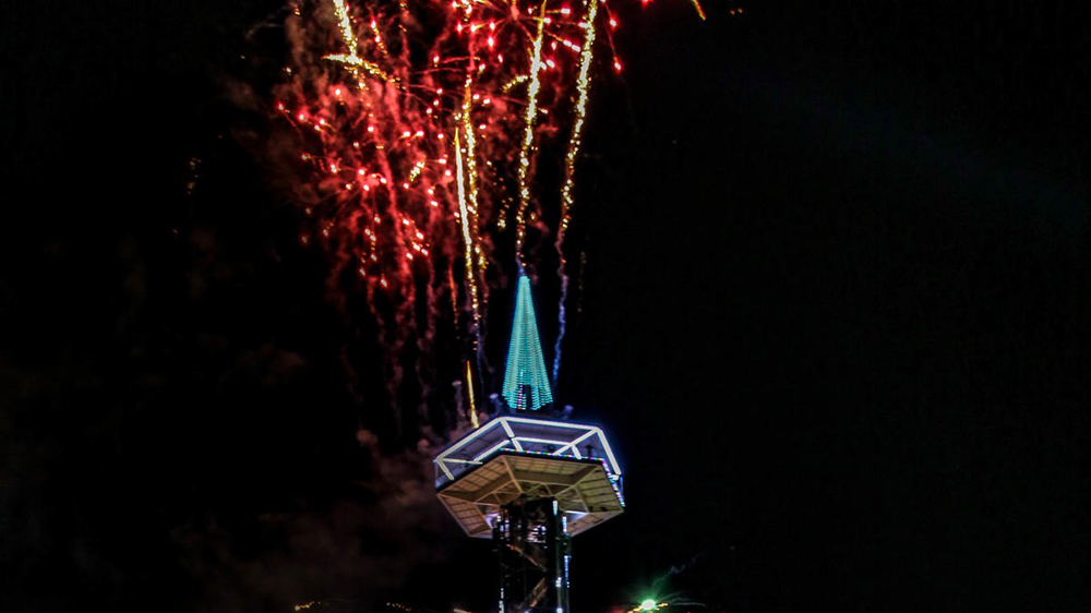 image of the gatlinburg space needle during the new year's eve ball drop