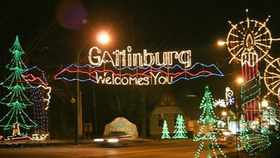 image of holiday lights in gatlinburg tn