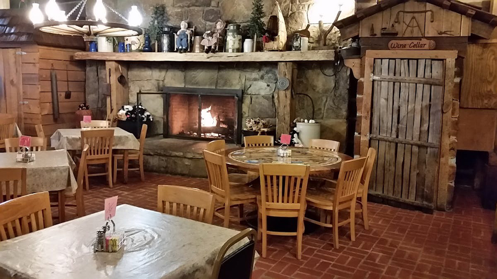 image of the dining room at the log cabin pancake house in gatlinburg tn