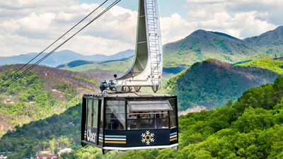 image of one of the trams at ober gatlinburg