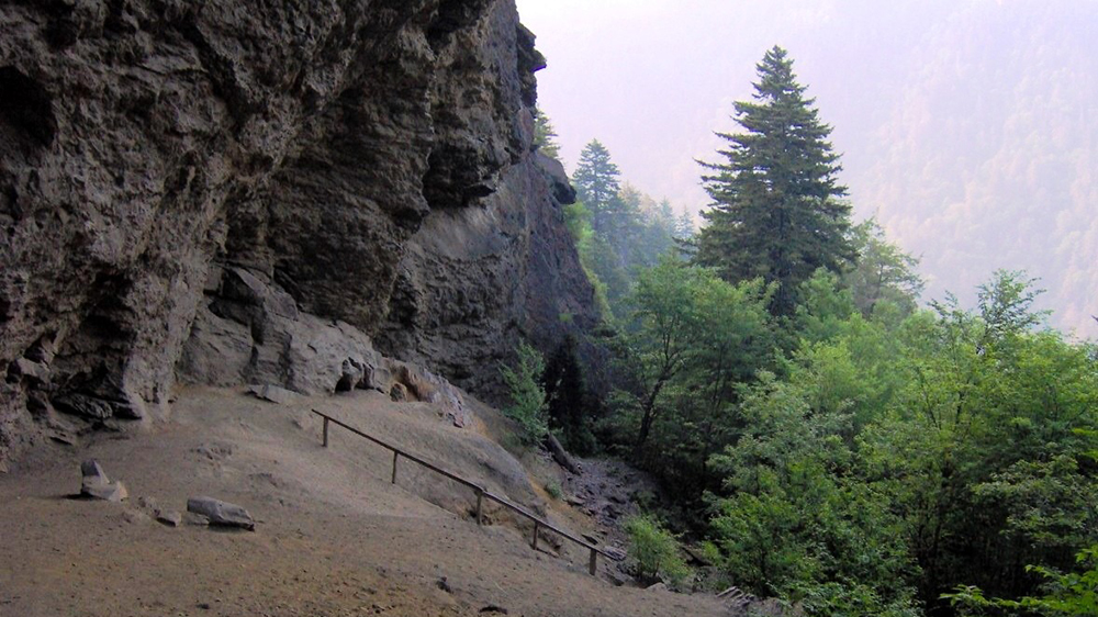 an image of the alum cave bluffs in the morning