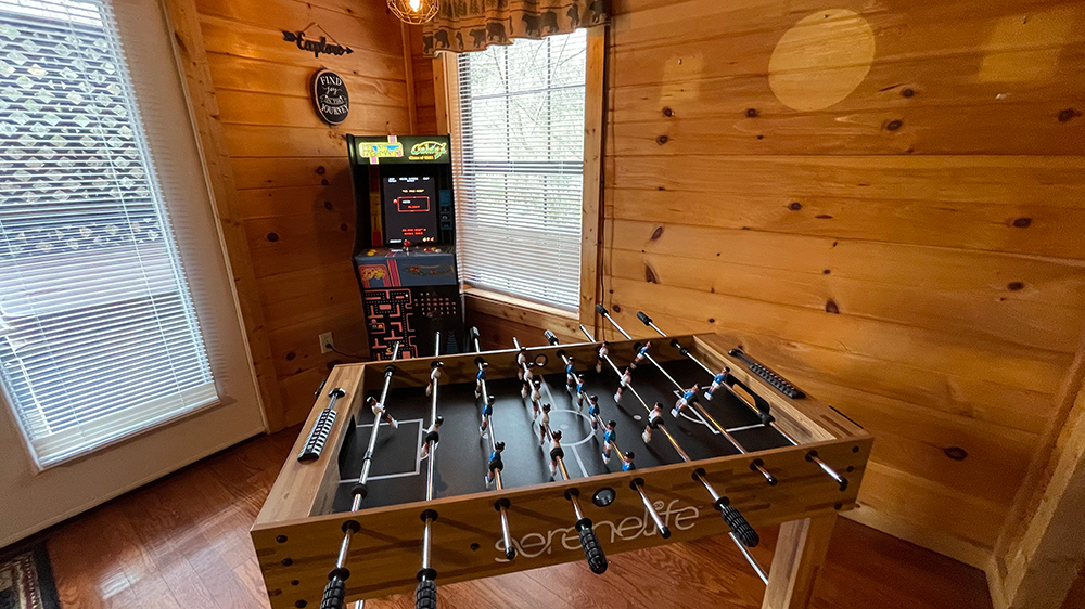 blissful tranquility arcade game and foosball table alternate view