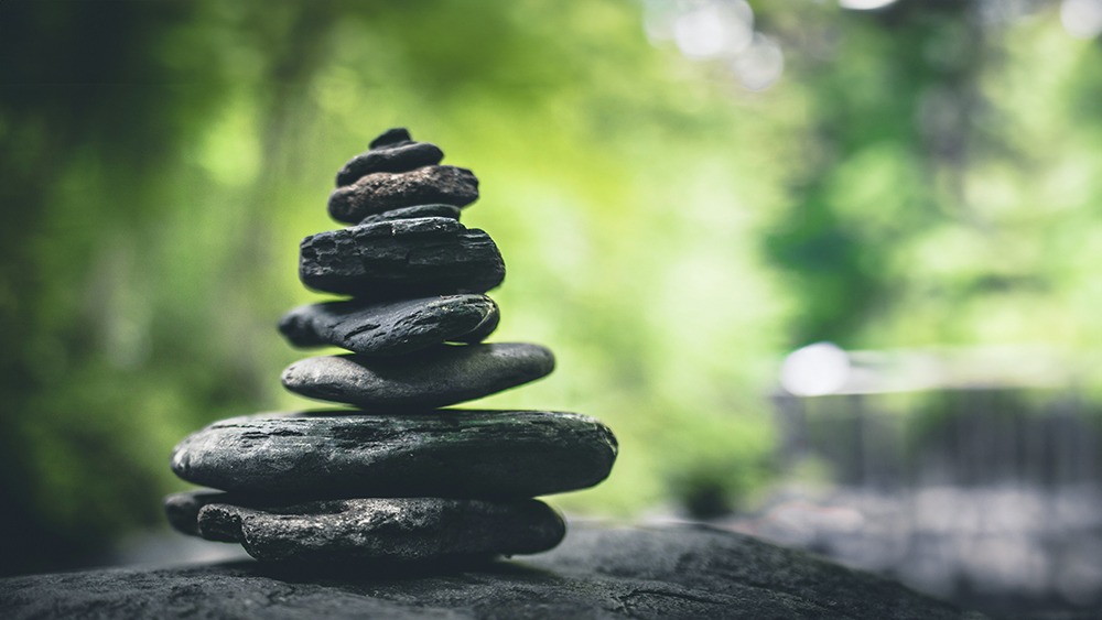 stone cairn in the woods