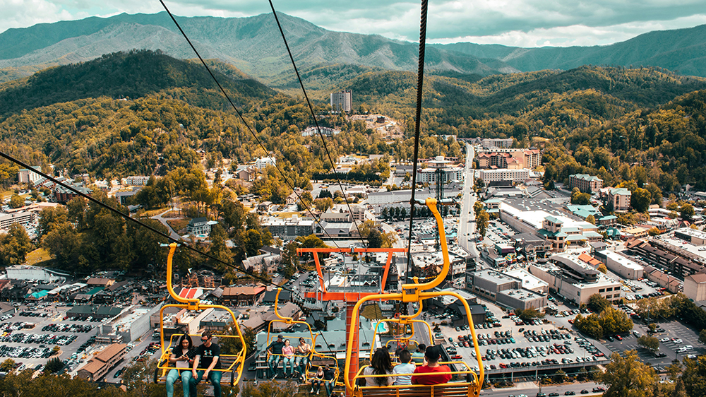view of the mountains from the tram in pigeon forge tn