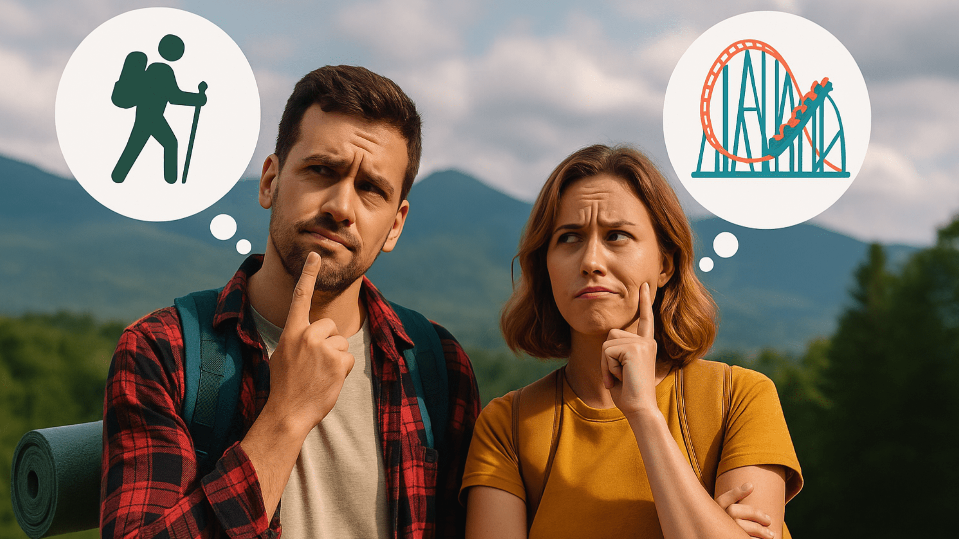 Travelers choosing between outdoor adventures in Gatlinburg and family fun in Pigeon Forge Travelers choosing between outdoor adventures in Gatlinburg and family fun in Pigeon Forge