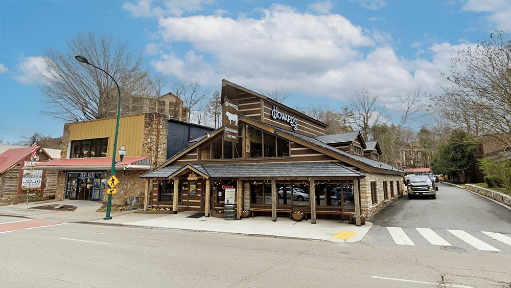 Exterior front view of Howard's Restaurant in Gatlinburg after renovation