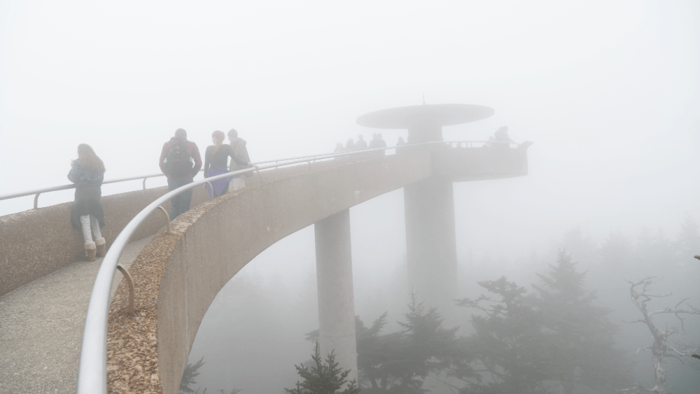 Clingman's Dome (Kuwohi) in thick fog.