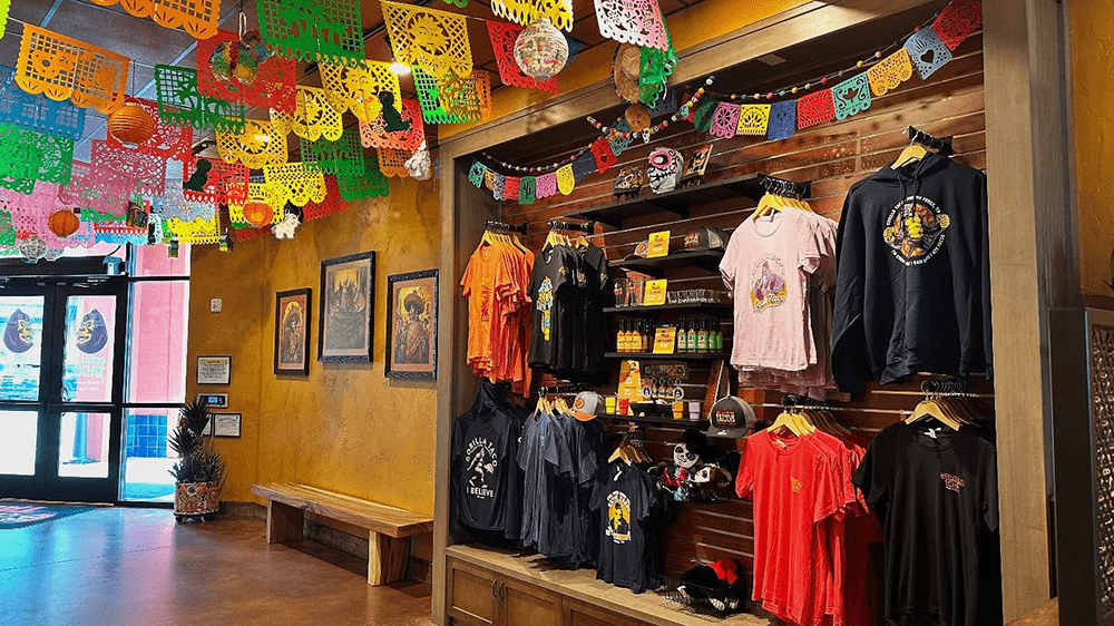 gorilla taco merchandise at the entrance