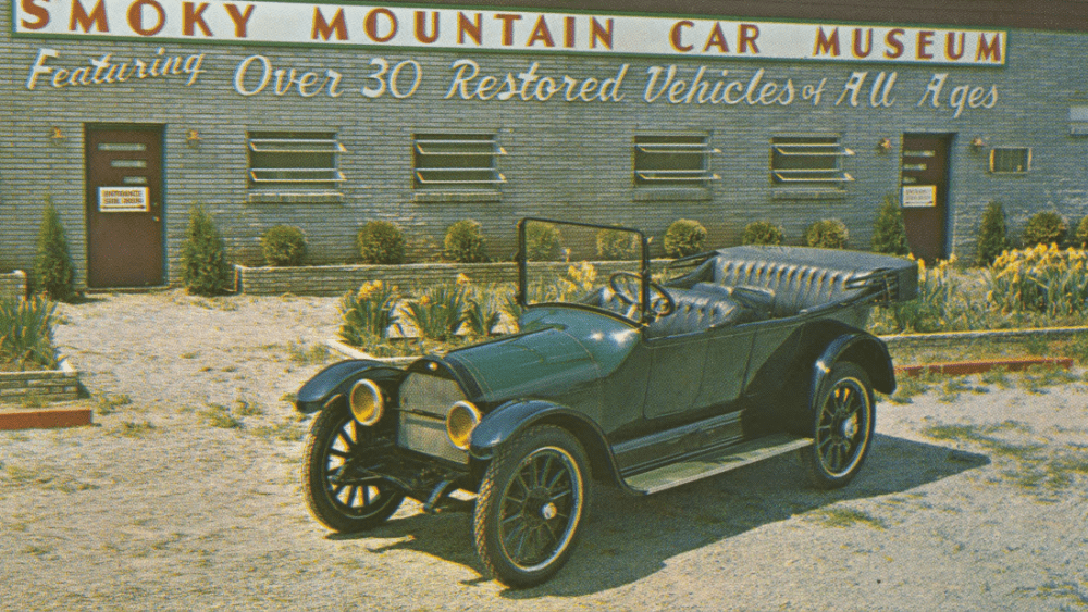 smoky mountain car museum postcard 
