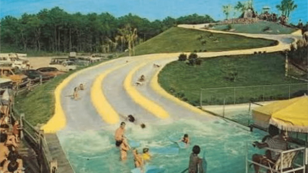 vintage image of water bogan slides