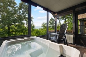View of mountains from hot tub at Sunny View Cabin