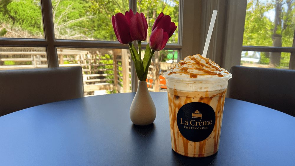 La Creme Cheesecakes famous specialty coffee buckets.