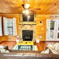 blissful tranquility cabin rental living room from kitchen
