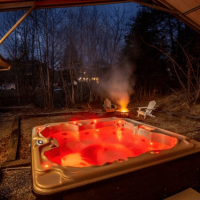 sleepy bear ranch pigeon forge cabin hot tub under awning