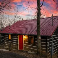 Hapey Place exterior front at dusk