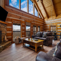 Little Bear living room and porch view from entry