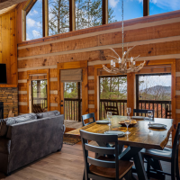 View of mountains from dining area at Little Bear
