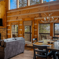 View of mountains from kitchen at Little Bear Cabin